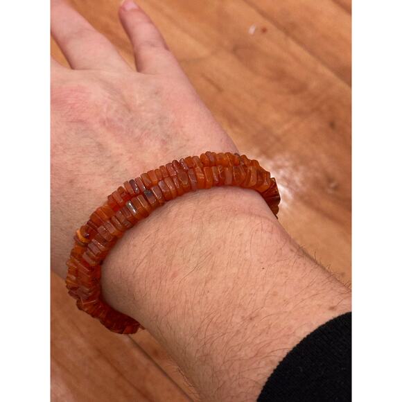 Fall Colors Orange Agate Amber Gemstone Bracelet - Picture 4 of 5